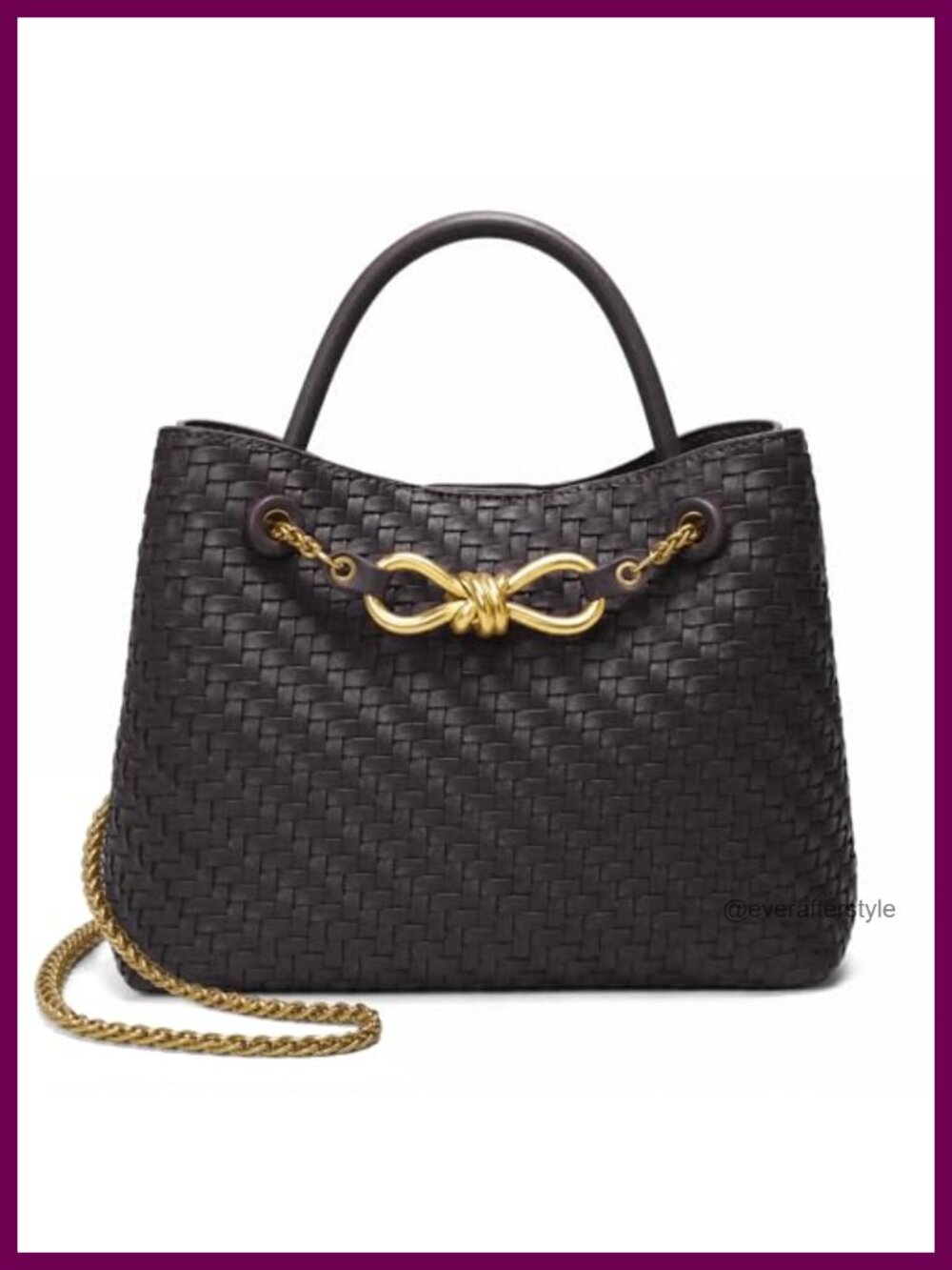 Small Woven Faux Leather Satchel Purse Top Handle Shoulder Handbag